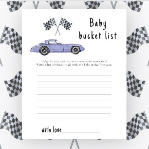 Papier Liste de bébé pour la douche de bébé de voiture de