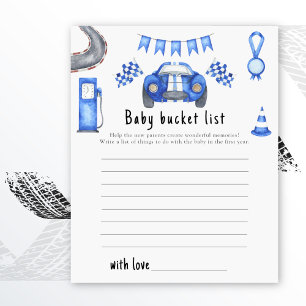 Papier Liste de bébé pour une douche de bébé de voiture d