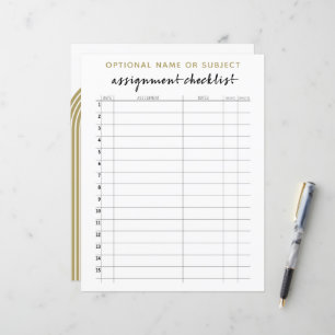 Papier Liste de contrôle d'affectation pour le motif de l