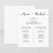 Papier Liste de cortège de mariage chic simple et personn (Devant / Derrière)