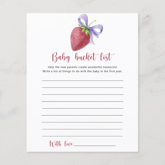 Papier Liste de naissance fraise - Bébé (Devant)