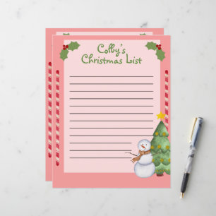 Papier Liste de Noël personnalisée avec Snowman