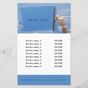 Papier Liste de prix du service de nettoyage de fenêtres 