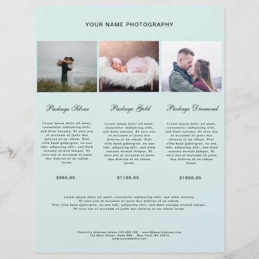 Papier Liste de prix photo moderne (Devant)