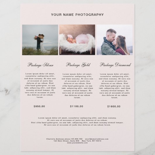 Papier Liste de prix photo moderne (Devant)