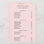Papier Liste de prix simple rose Élégant Moderne (Devant / Derrière)