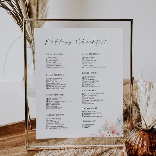 Papier Liste de vérification du Mariage Fleur sauvage de 