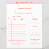 Papier Liste des tâches quotidiennes Planificateur univer (Dos)