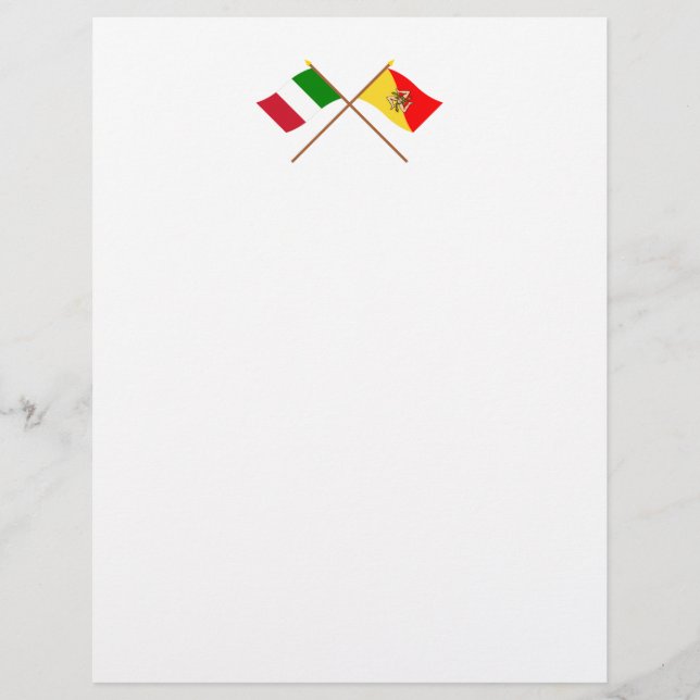 Papier L'Italie et la Sicile ont croisé des drapeaux (Devant)