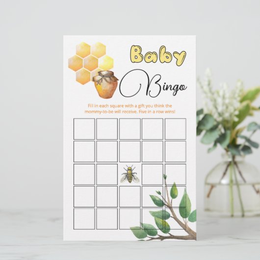 Papier Little Bee Baby shower Jeu de Bingo (Debout devant)