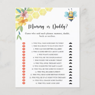 Papier Little Bee - maman ou papa jeu de baby shower