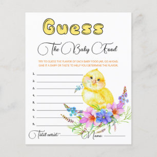 Papier Little Chick Baby shower Guess the Baby Food Card.