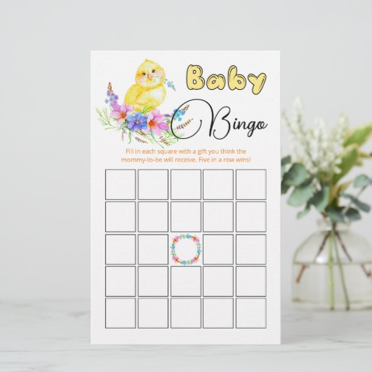 Papier Little Chick Baby shower Jeu de Bingo (Debout devant)