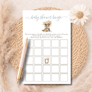 Papier Little Cowboy Western Boots Baby Shower Bingo Game