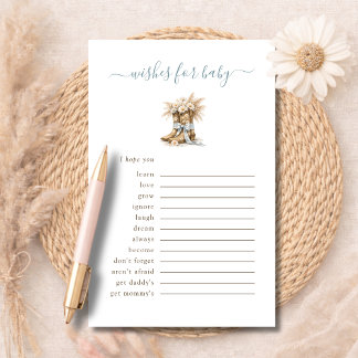 Papier Little Cowboy Western Wishes For Baby Advice Card