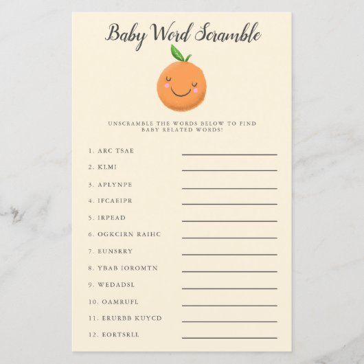 Papier Little Cutie Baby Word Scramble Jeu Jaune (Devant)