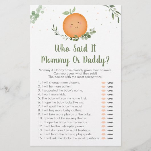 Papier Little Cutie Green Devine Qui L'A Dit Jeu (Devant)