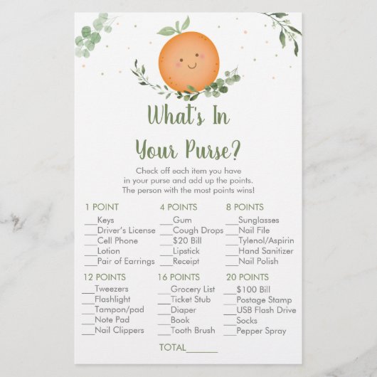 Papier Little Cutie Green What's In Your Purse Game (Devant)