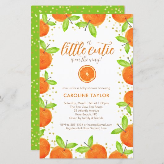 Papier Little Cutie sur le chemin Orange Clementine Baby (Devant / Derrière)