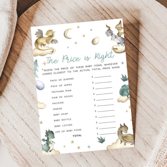 Papier Little Dragon Baby Shower Price is Right Game (Dragon Baby Shower Game)