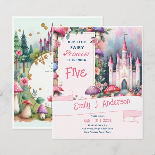 Papier Little Fairy Princess Anniversaire N'IMPORTE QUEL (Devant / Derrière)