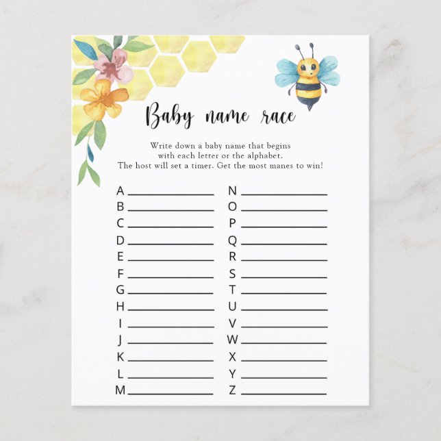 Papier Little honey Bee - Baby name race jeu (Devant)