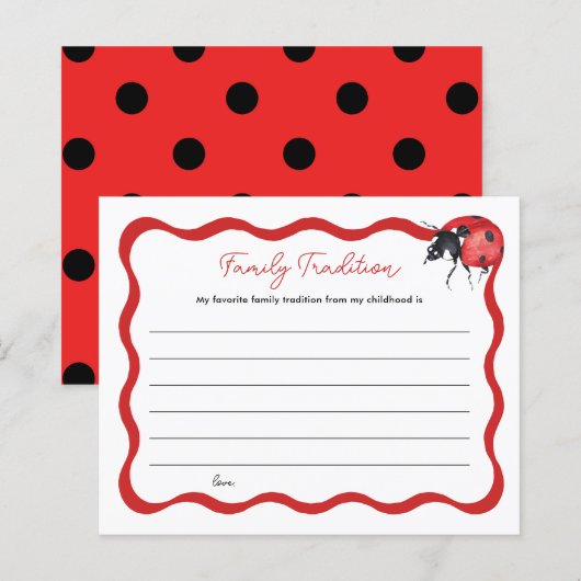 Papier Little Ladybug Baby shower Family Tradition Card (Devant / Derrière)