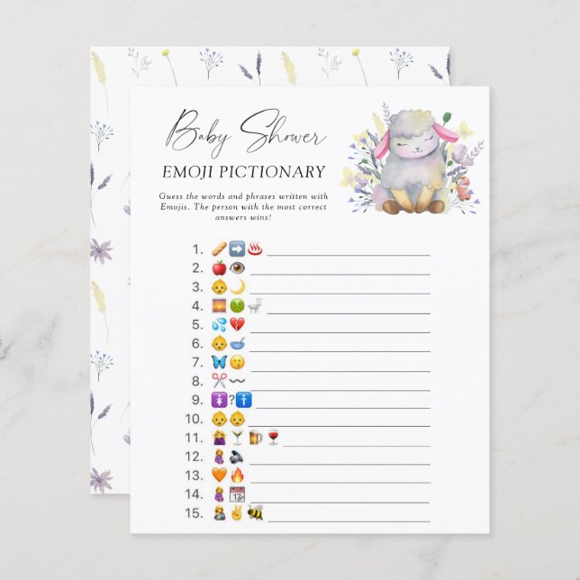 Papier Little Lamb \ Emoji jeu pictural (Devant / Derrière)