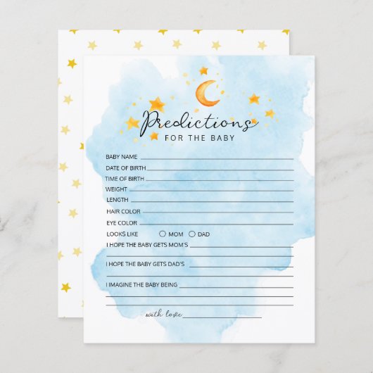 Papier Little Lion C'est un garçon Aquarelle Bleu Prédict (Devant / Derrière)