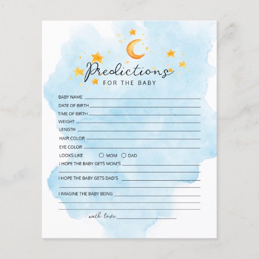 Papier Little Lion C'est un garçon Aquarelle Bleu Prédict (Devant)