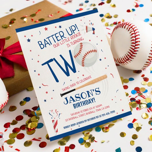 Papier Little Rookie Baseball Budget 2e Invitation d'anni