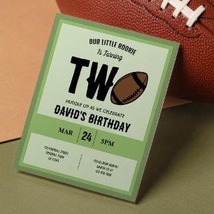 Papier Little Rookie Football Budget 2e Invitation d'anni