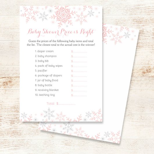 Papier Little Snowflake Baby shower Devinez Prix Jeu