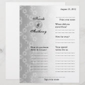 Papier Livre d'invité mariage assisté floral gris vertica (Devant / Derrière)