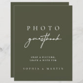 Papier Livre d'or de signatures photo vert sauge foncé mo (Devant / Derrière)
