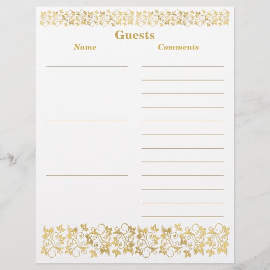 Papier Livre d'or floral blanc (Devant)