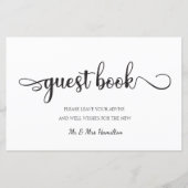 Papier Livre d'or" Panneau de mariage moderne noir et bla (Devant)
