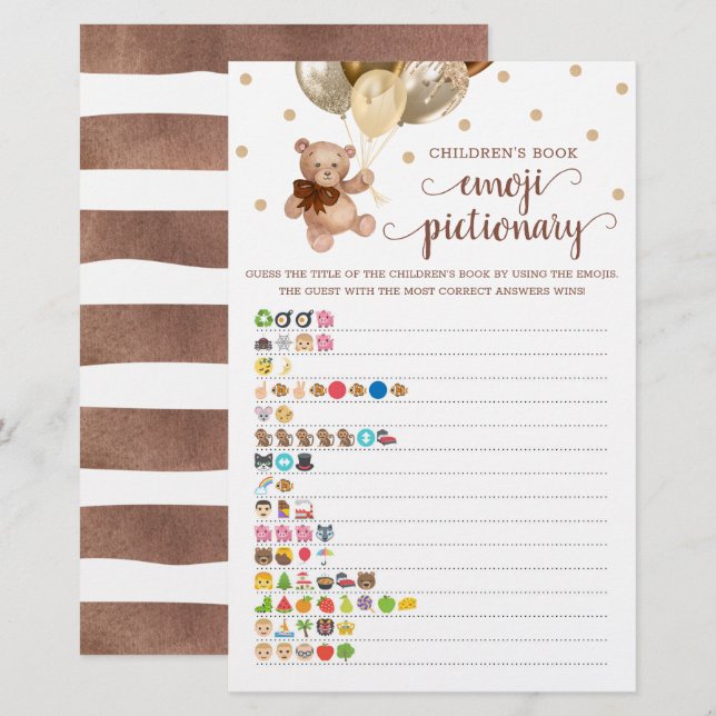 Papier Livre pour enfants Emoji Pictionary Jeu Teddy Bear (Devant / Derrière)