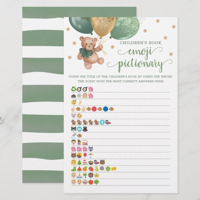Papier Livre pour enfants Emoji Pictionary Jeu Teddy Bear (Devant / Derrière)