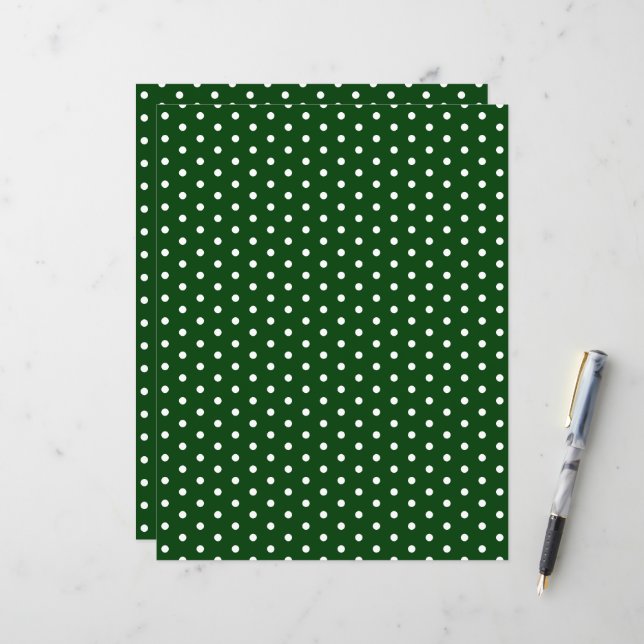 Papier Livre vert pois Festive Motif (Devant/Arrière en situation)