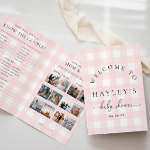 Papier Livret de jeu en Baby shower rose En vichy