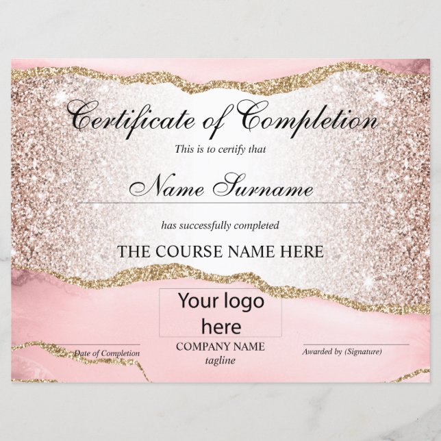 Papier Logo d'achèvement du cours de certificat d'achèvem (Devant)