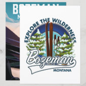 Papier logo d'affiche de ski Bozeman Montana (Devant / Derrière)