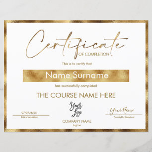 Papier Logo de fin de cours de certificat d'achèvement