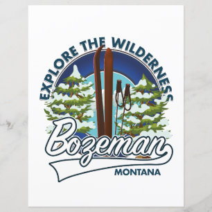 Papier logo de l'affiche de ski Bozeman Montana