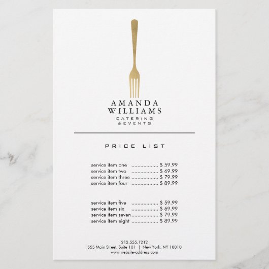 Papier Logo de restauration moderne Faux Gold Fork Logo I (Devant)