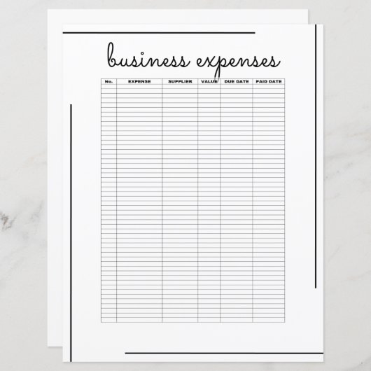 Papier Logo de script noir blanc de bordure Dépenses d'en (Devant / Derrière)