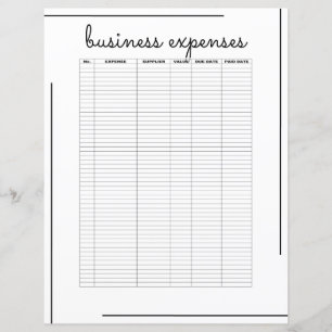 Papier Logo de script noir blanc de bordure Dépenses d'en