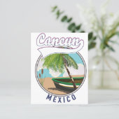 Papier logo de voyage à la plage de Cancun au Mexique (Debout devant)