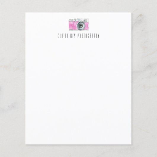 Papier Logo du photographe de l'aquarelle rose (Devant)